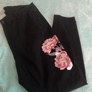Refuge+ skinny black jeans with embroidery